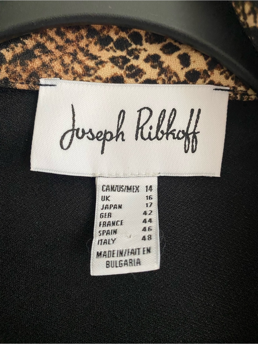 Joseph Ribkoff Textured Black Jacket Animal Snake Print Trim Faux Suede Size 14 - Picture 6 of 9